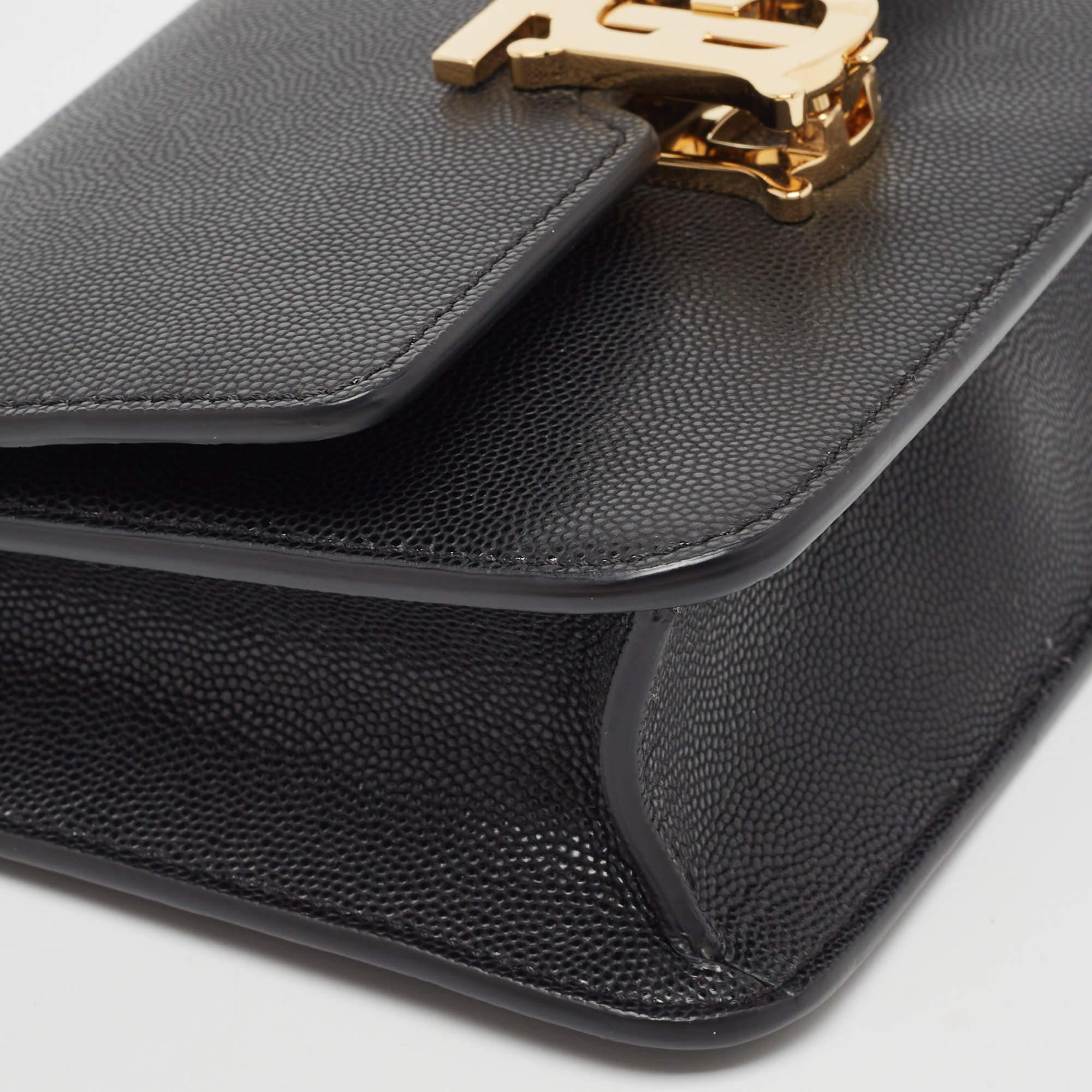Burberry Black Leather Mini TB Shoulder Bag For Sale 5