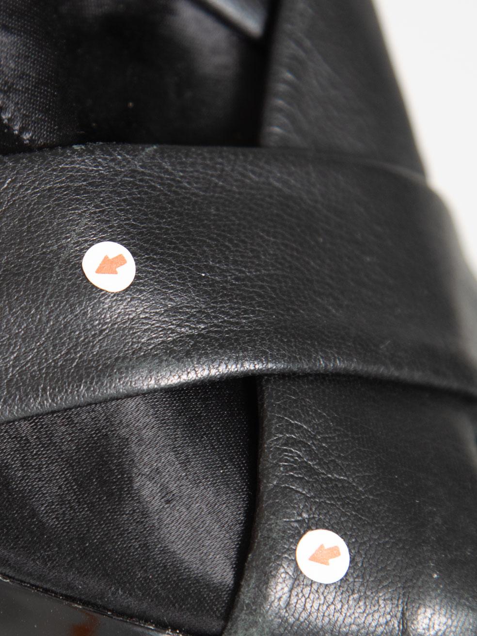 Burberry Black Leather Peep Toe Heeled Boots Size IT 40 For Sale 2