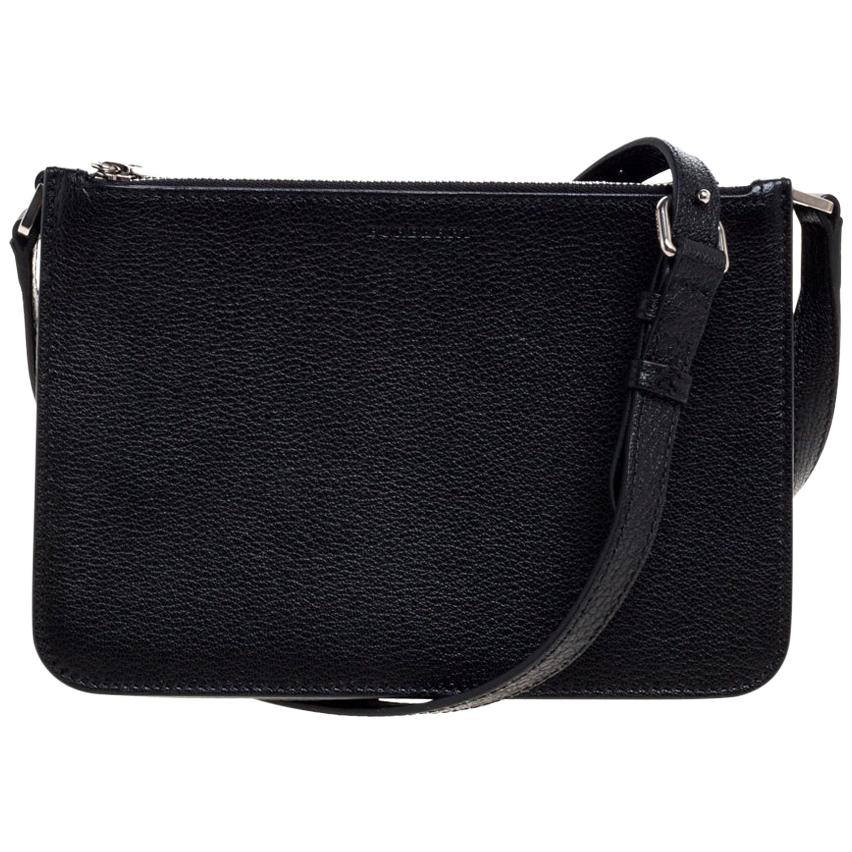 Vintage Authentic Burberry Black Leather Crossbody Bag United Kingdom