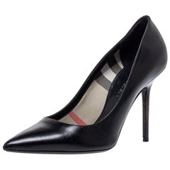 Burberry Black Leather Pointed Toe Pumps Size 37