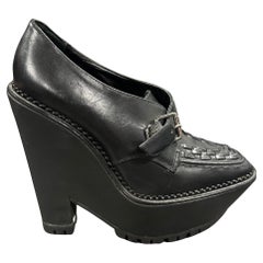 Burberry Black Leather Prorsum Angelsey Wedge (EU 40)