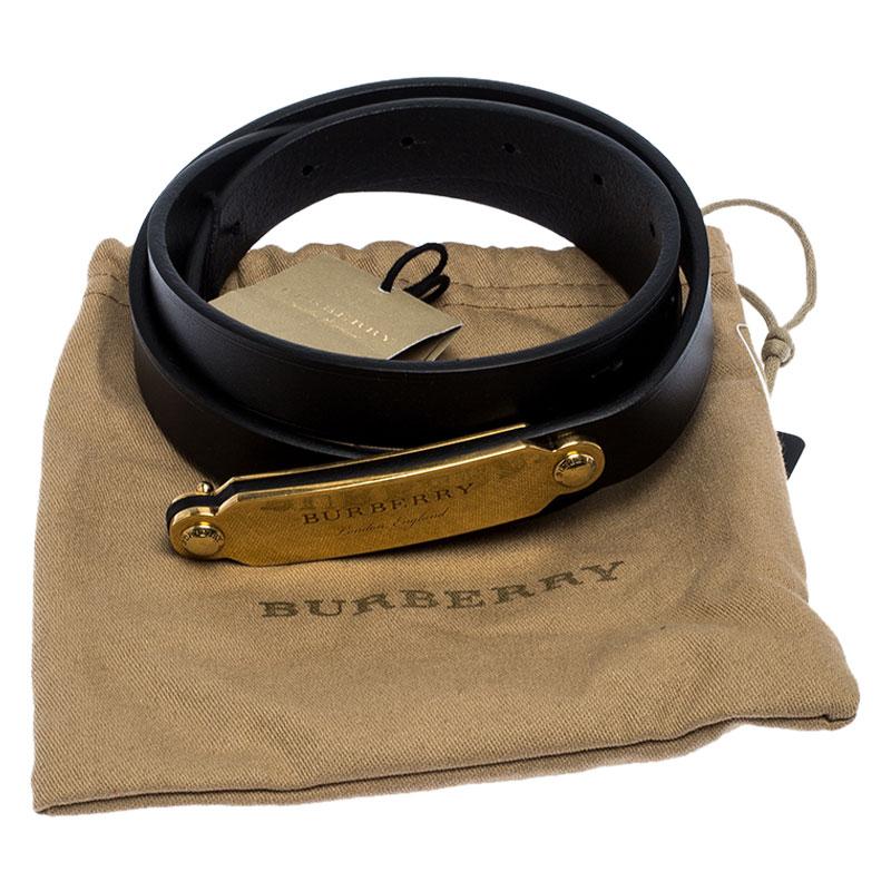 Burberry Black Leather Reese Slim Belt 85CM 2