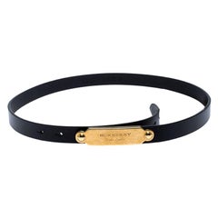 Burberry Black Leather Reese Slim Belt 85CM
