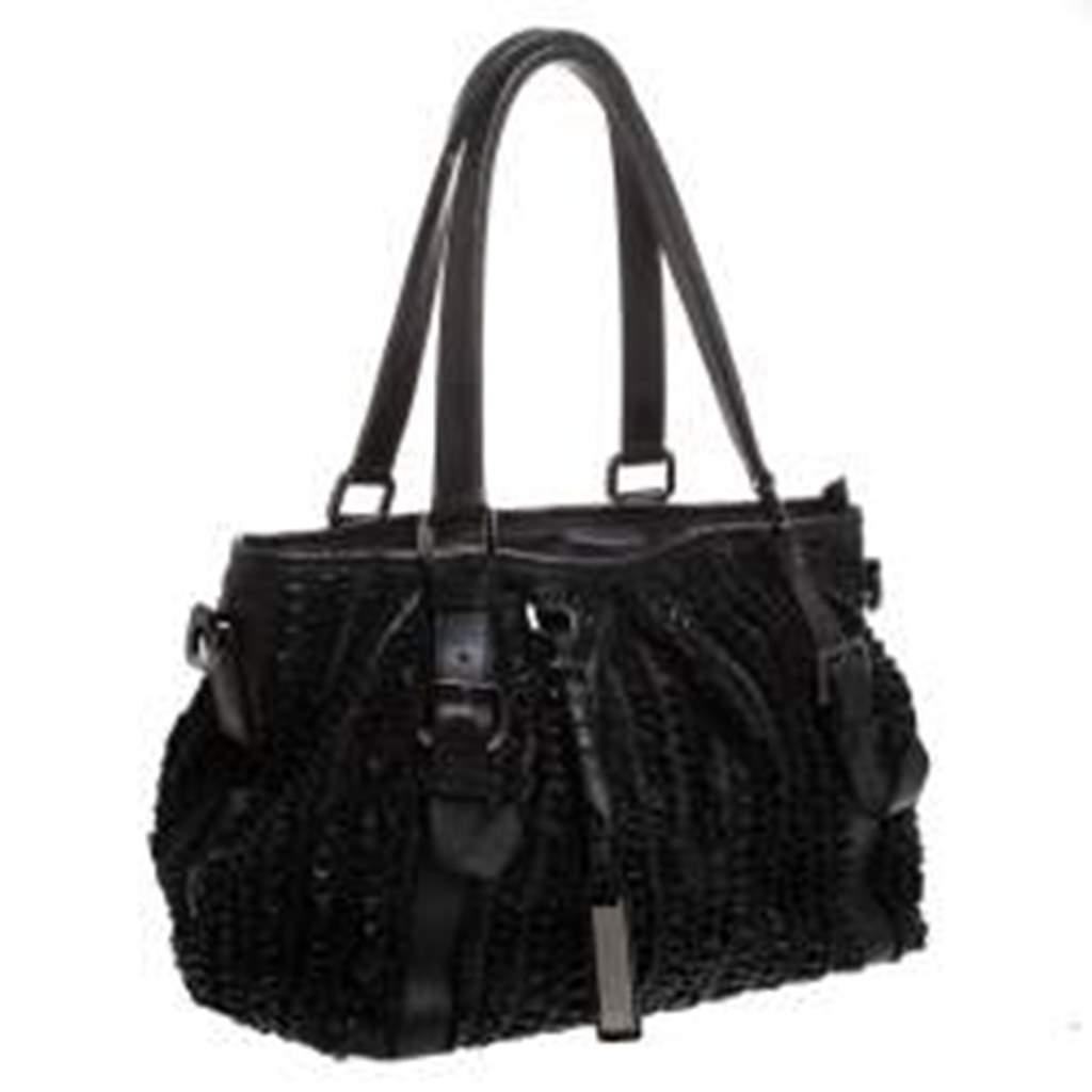 black ruffle handbag bag
