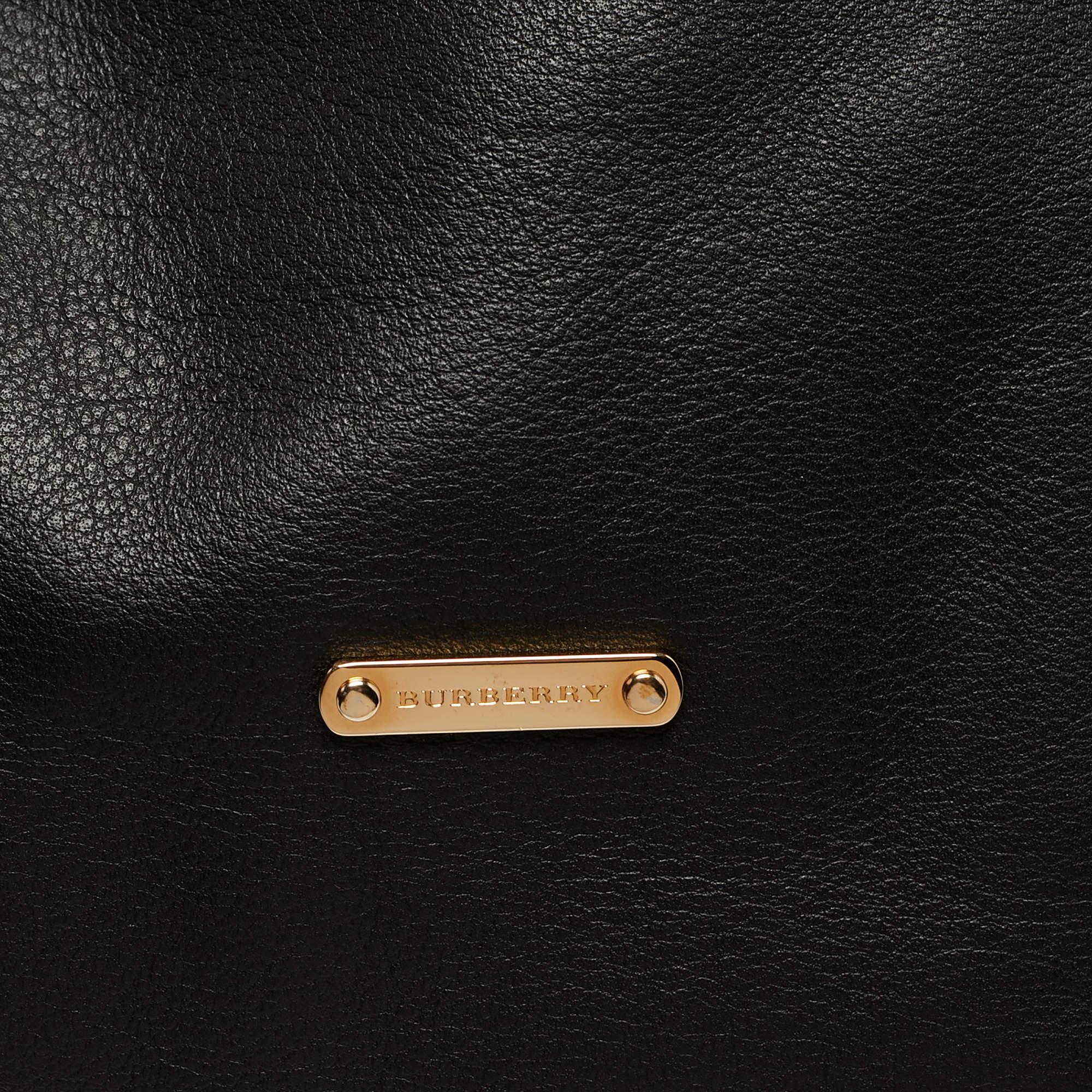 Burberry Black Leather Small Canterbury Tote For Sale 6