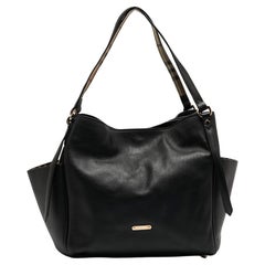 Used Burberry Black Leather Small Canterbury Tote