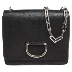 Burberry Black Leather Small D-Ring Chain Shoulder Bag