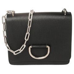 Burberry Black Leather Small D-Ring Chain Shoulder Bag