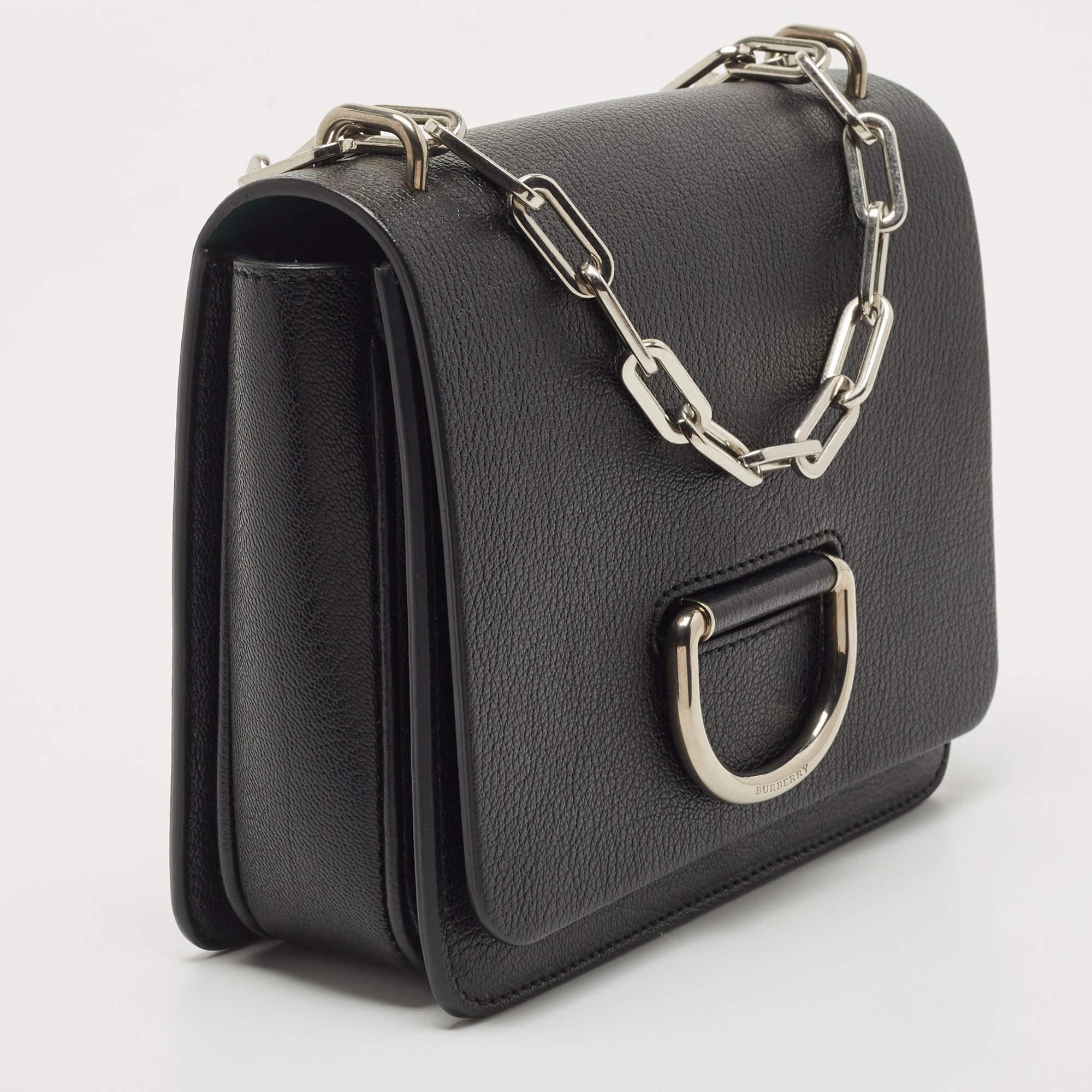 Women's or Men's Burberry Black Leather Small D Ring Shoulder Bag