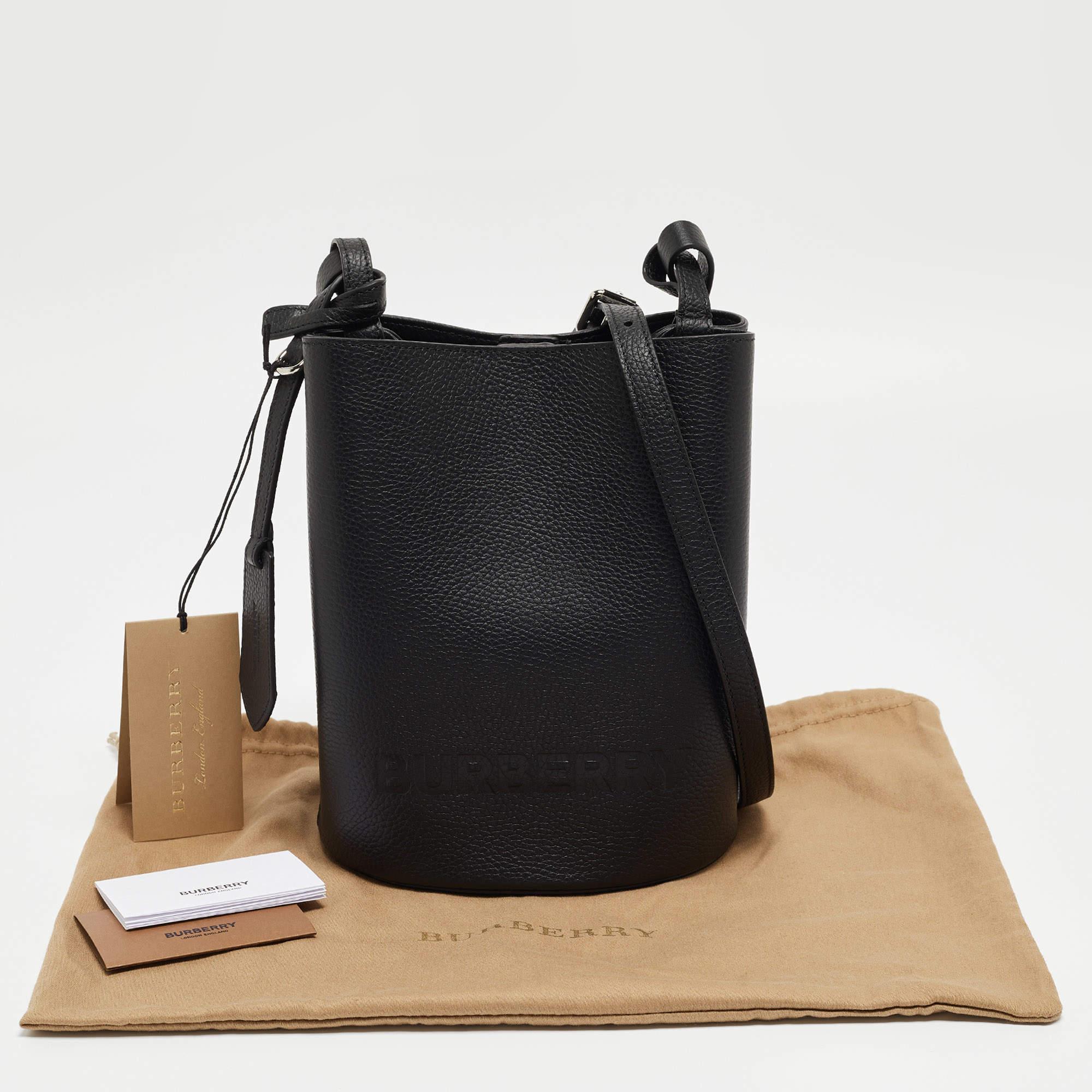 Burberry Black Leather Small Lorne Bucket Bag For Sale 2