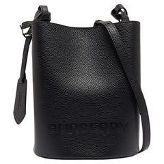 Burberry Black Leather Small Lorne Bucket Bag