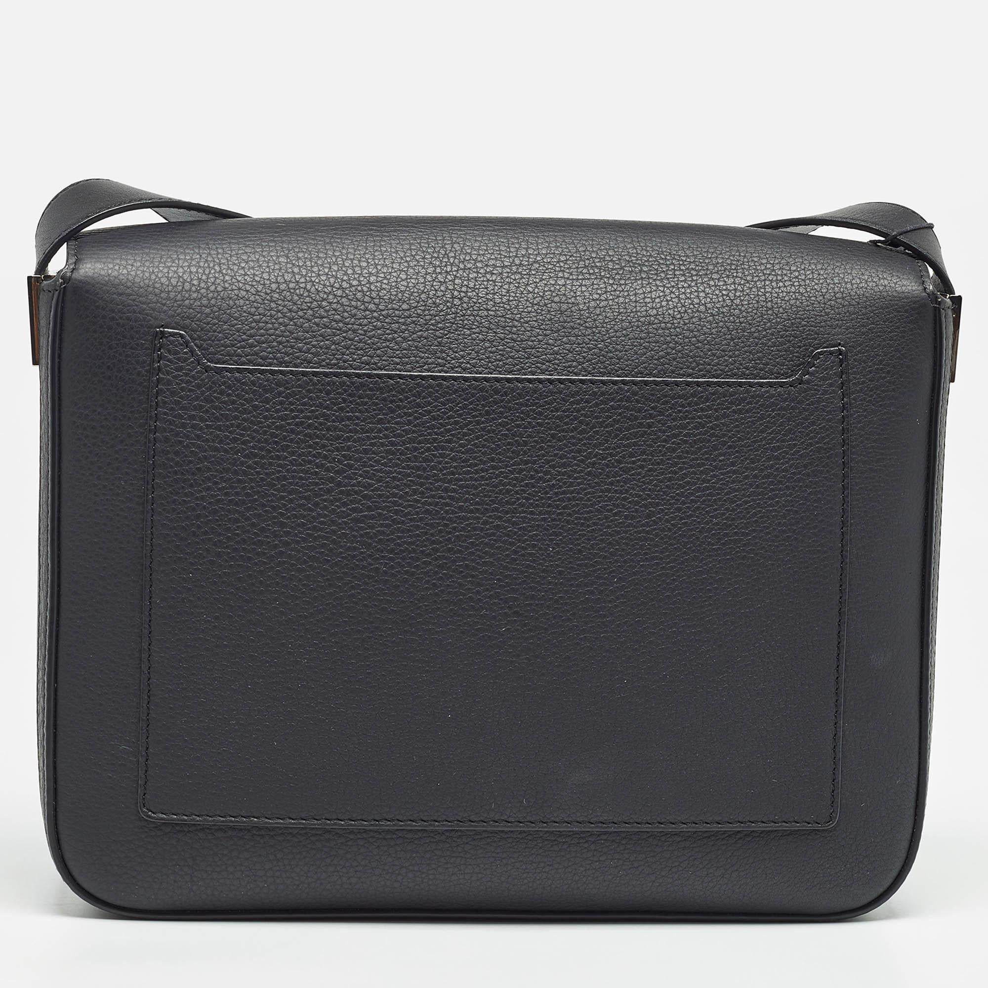 Men's Burberry Black Leather Small Olympia Messenger Bag