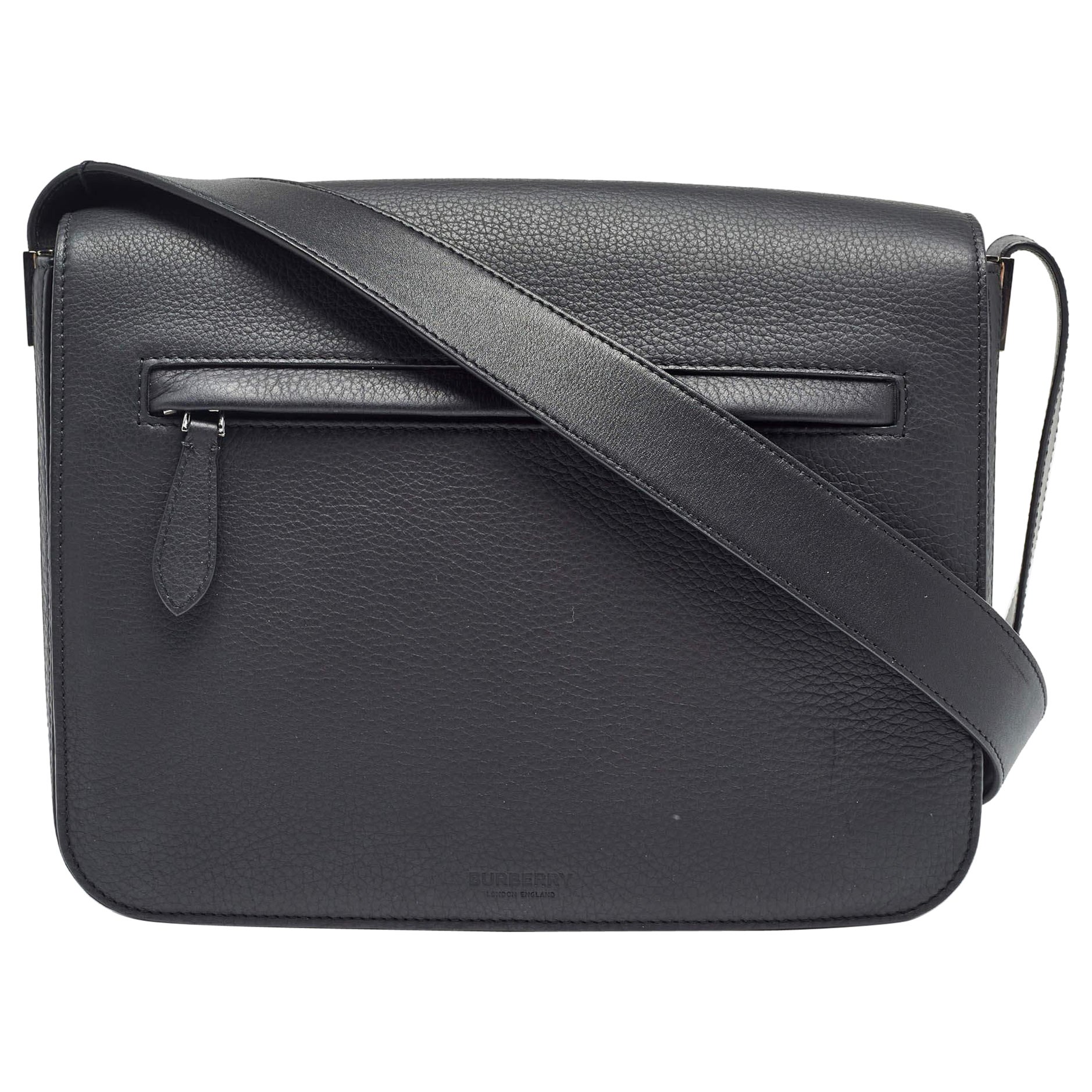 Burberry Black Leather Small Olympia Messenger Bag
