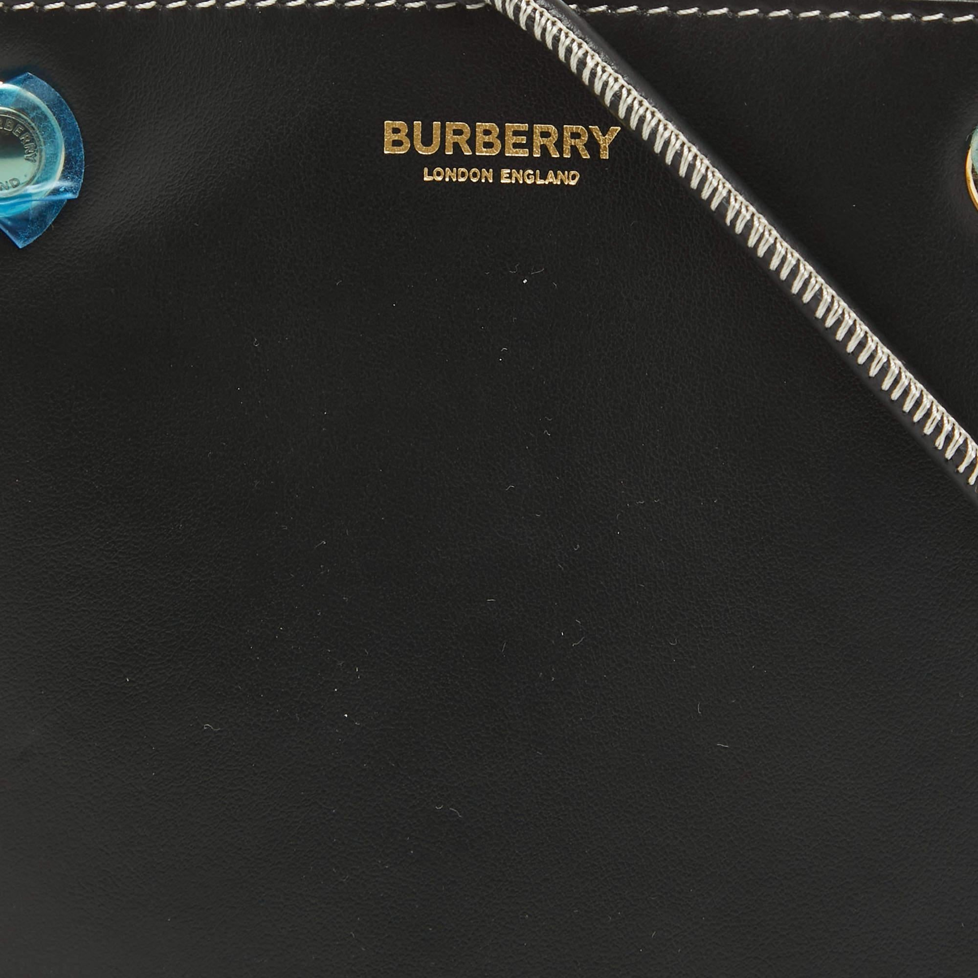 Burberry Black Leather Small Rivet Crossbody Bag For Sale 1