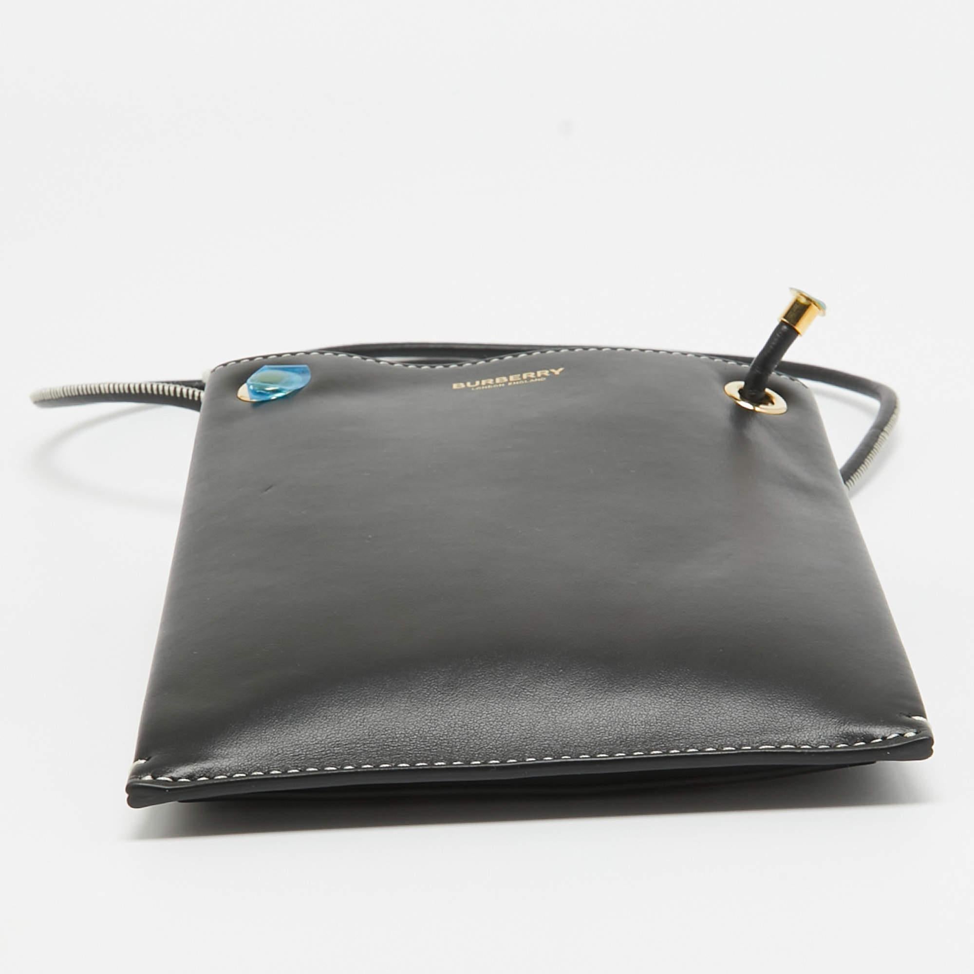 Burberry Black Leather Small Rivet Crossbody Bag For Sale 2
