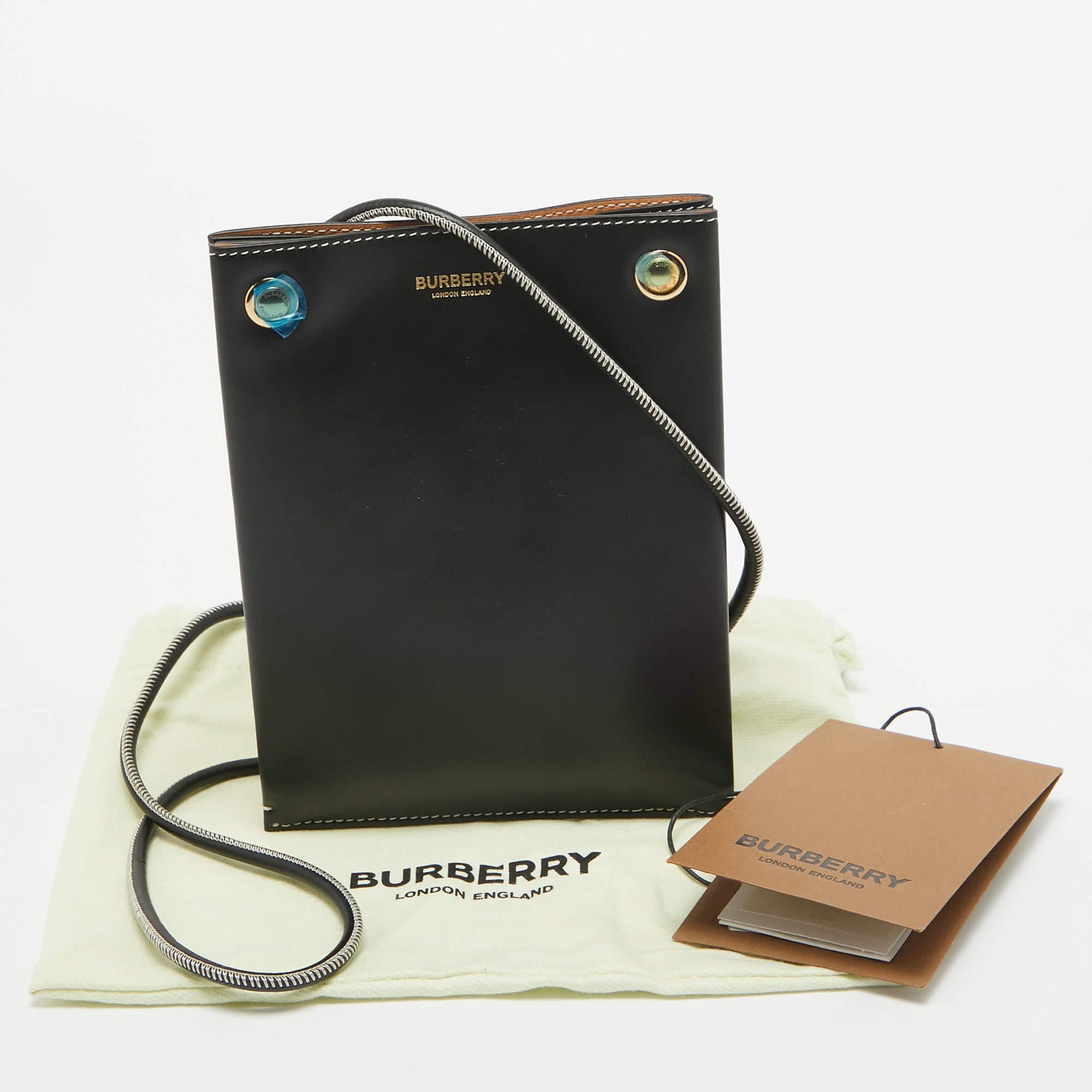 Burberry Black Leather Small Rivet Crossbody Bag For Sale 5