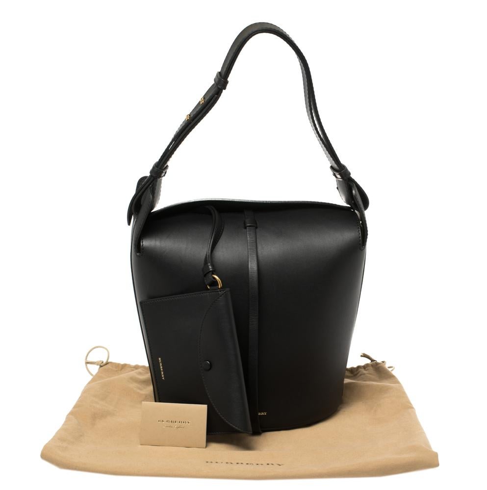 Burberry Black Leather Small Supple Bucket Bag 7