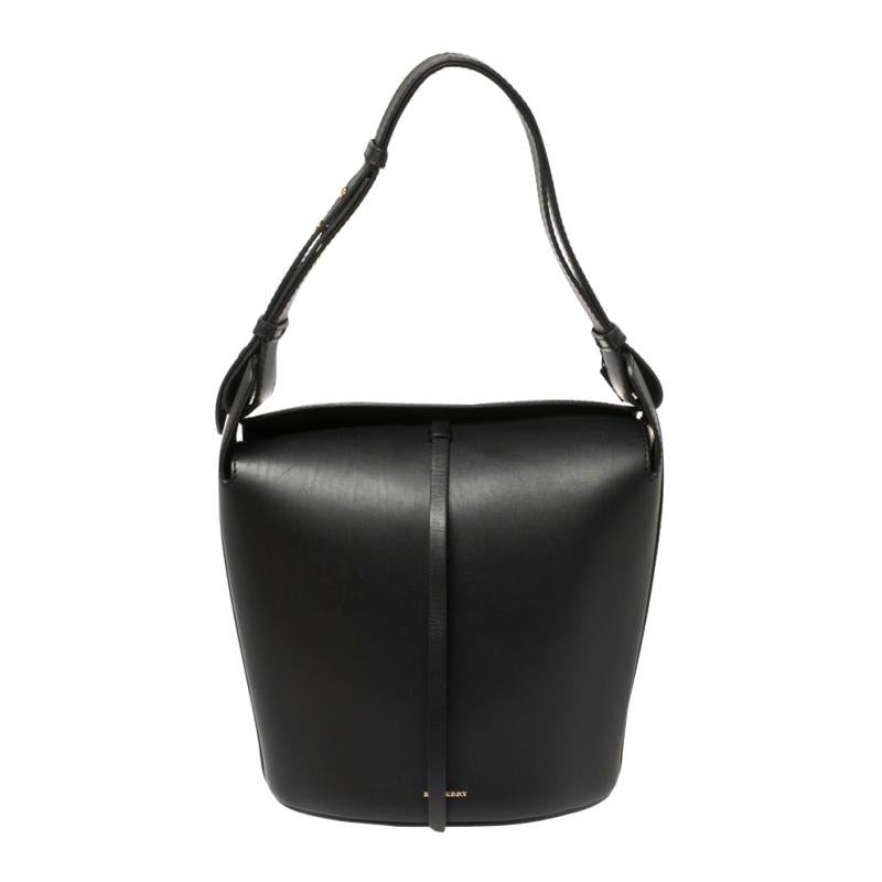 Burberry Black Leather Small Supple Bucket Bag