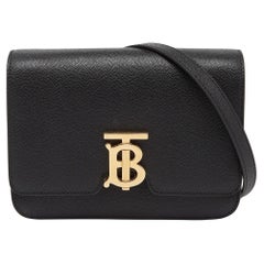 Burberry Black Leather Small TB Shoulder Bag