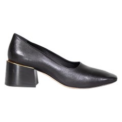 Used Burberry Black Leather Square Toe Pumps Size IT 39.5