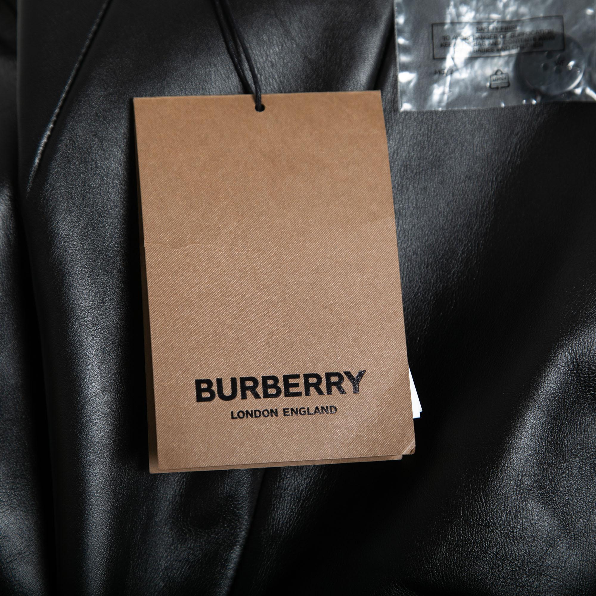 Burberry - Jupe fourreau en cuir noir « Step-Through » S en vente 2