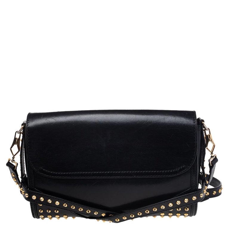 Burberry Black Leather Studded Abbot Bridle Crossbody Bag at 1stDibs