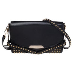 Used Burberry Black Leather Studded Abbot Bridle Crossbody Bag
