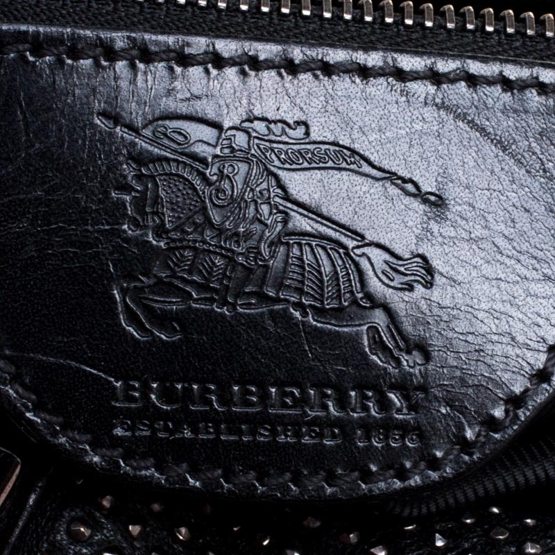 Burberry Black Leather Studded Ashbury Knight Satchel 5