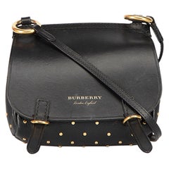 Burberry Black Leather Studded Crossbody