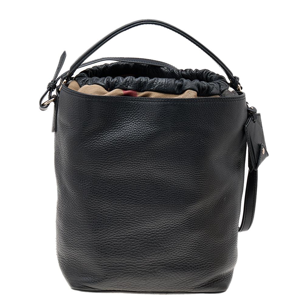 Burberry Black Leather Susanna Bucket Bag 4