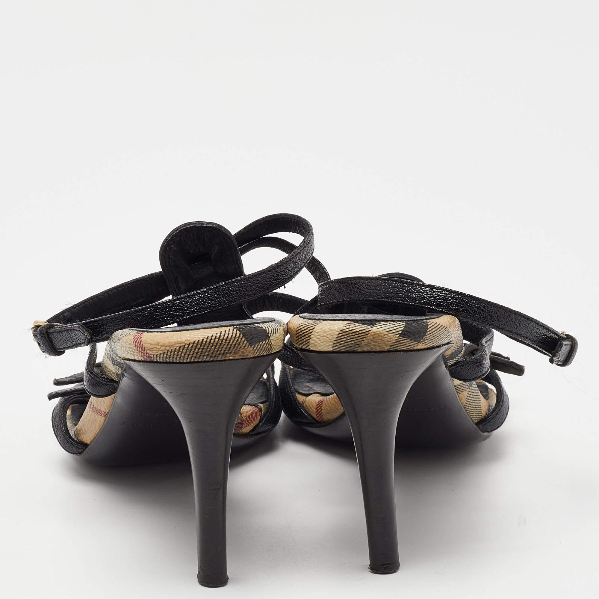Burberry Black Leather T-Bar Ankle Strap Sandals Size 39 1