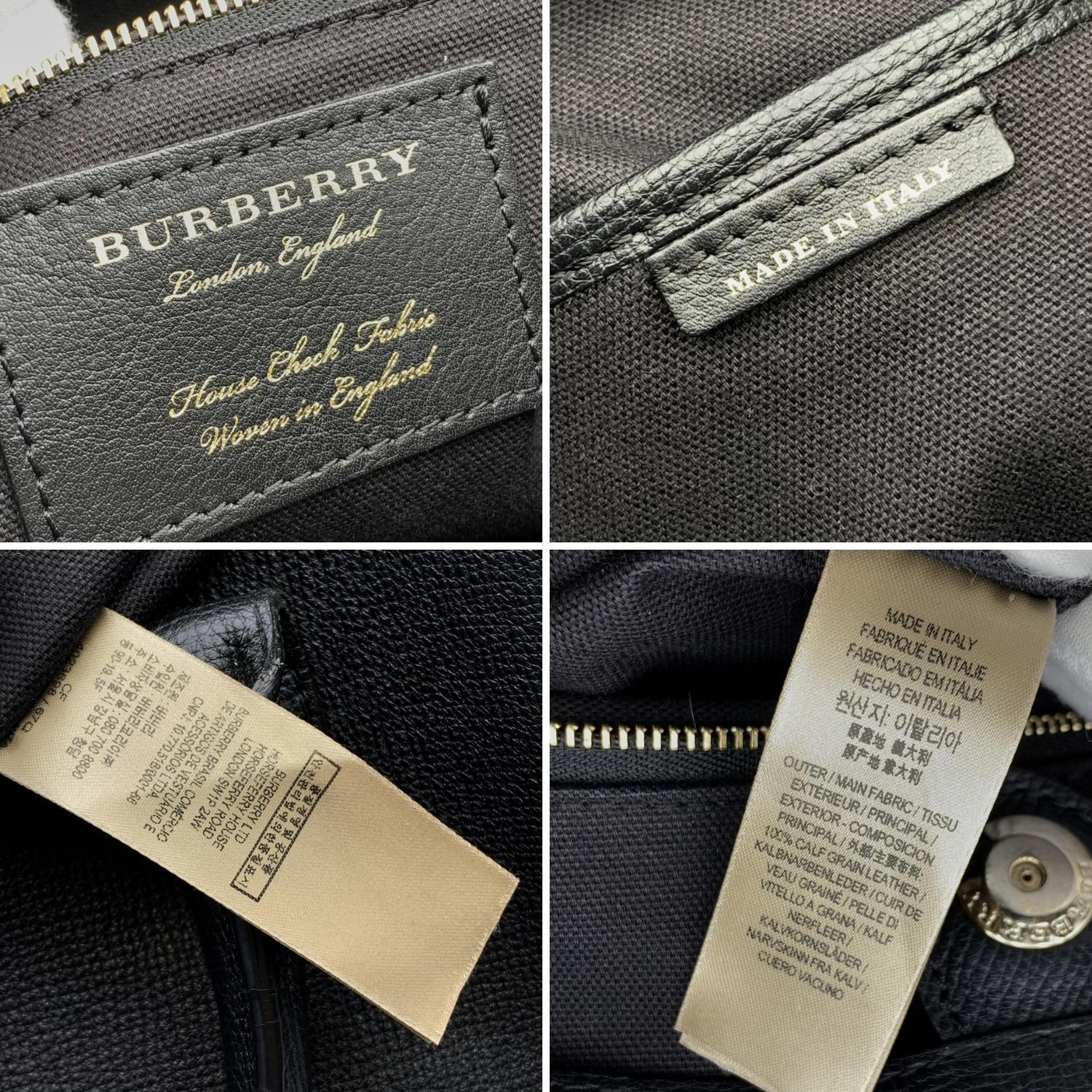 Women's Burberry Black Leather The Banner Tote Bag Satchel with Strap