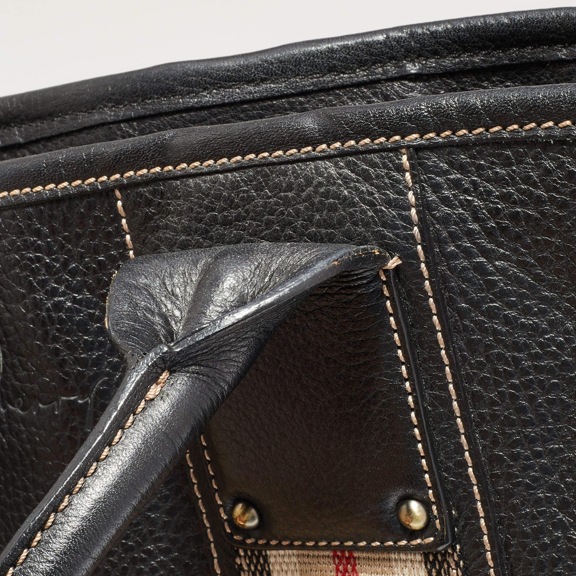 Burberry Black Leather Top Zip Tote 6
