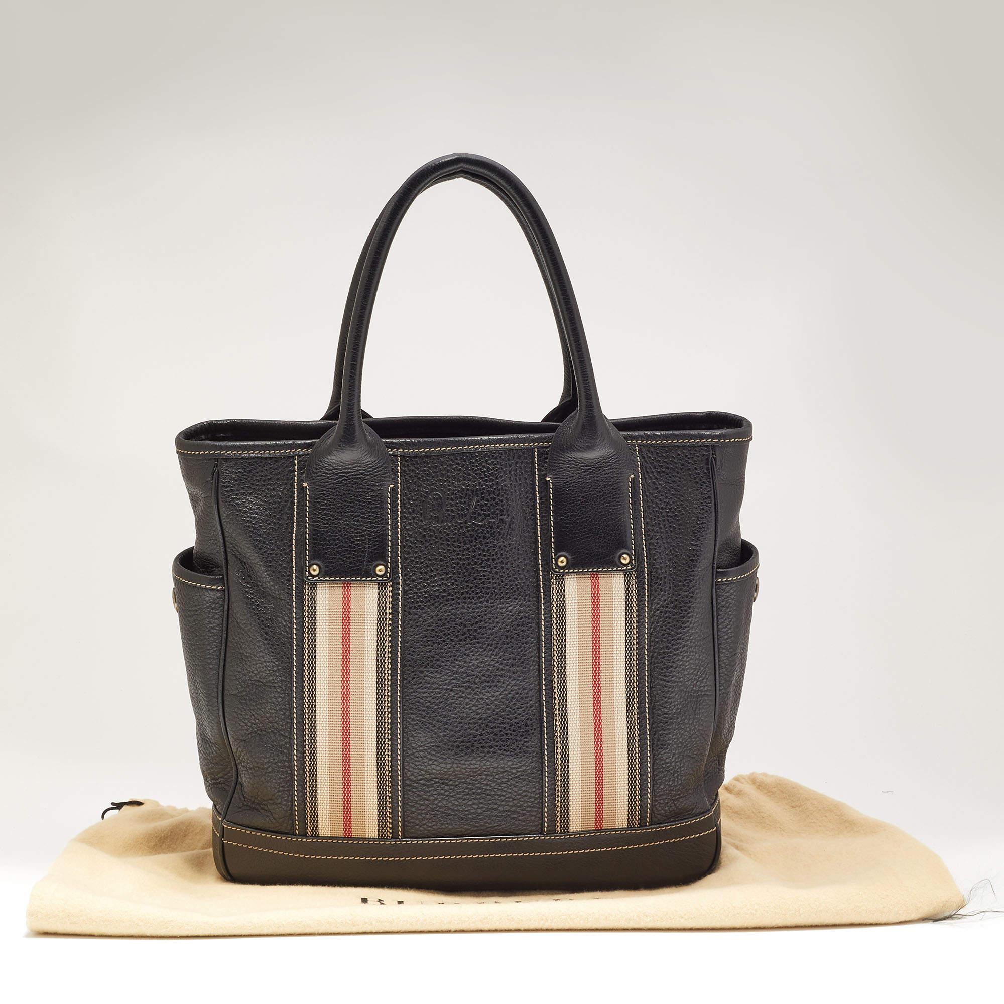 Burberry Black Leather Top Zip Tote 14