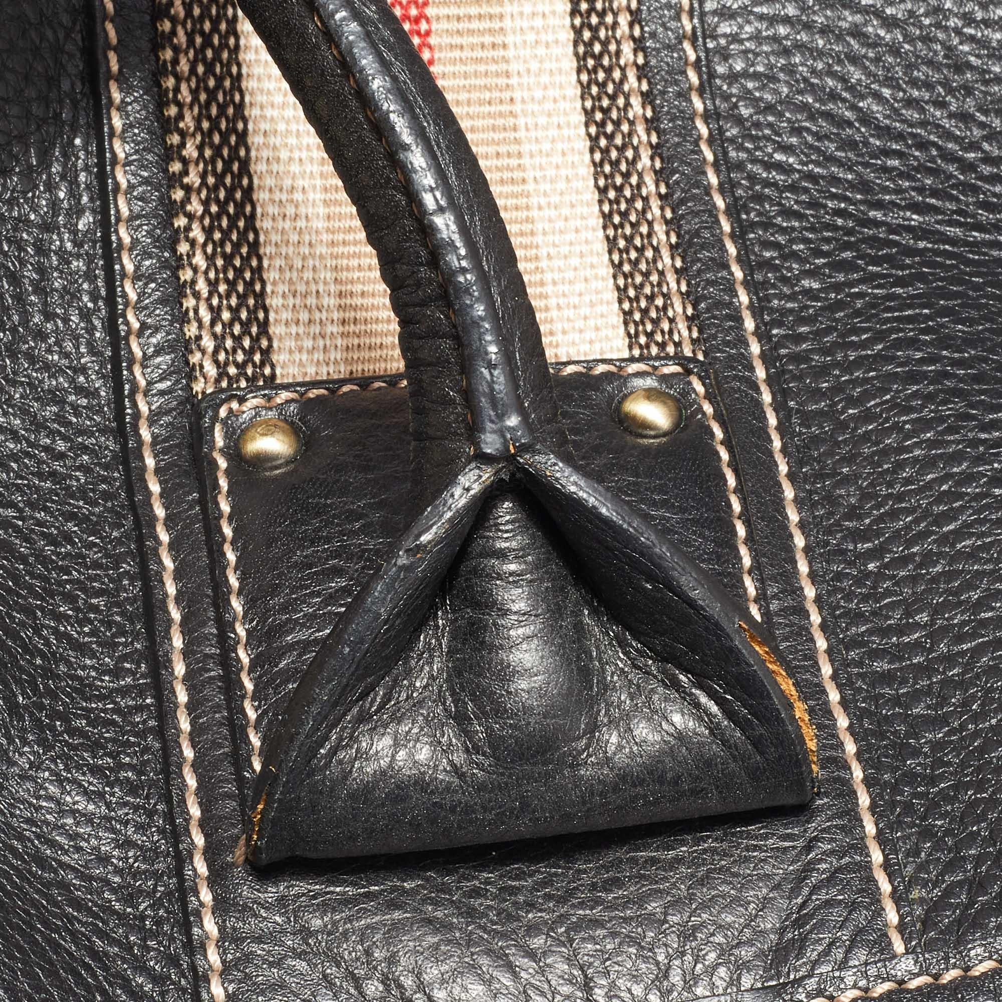 Burberry Black Leather Top Zip Tote 2
