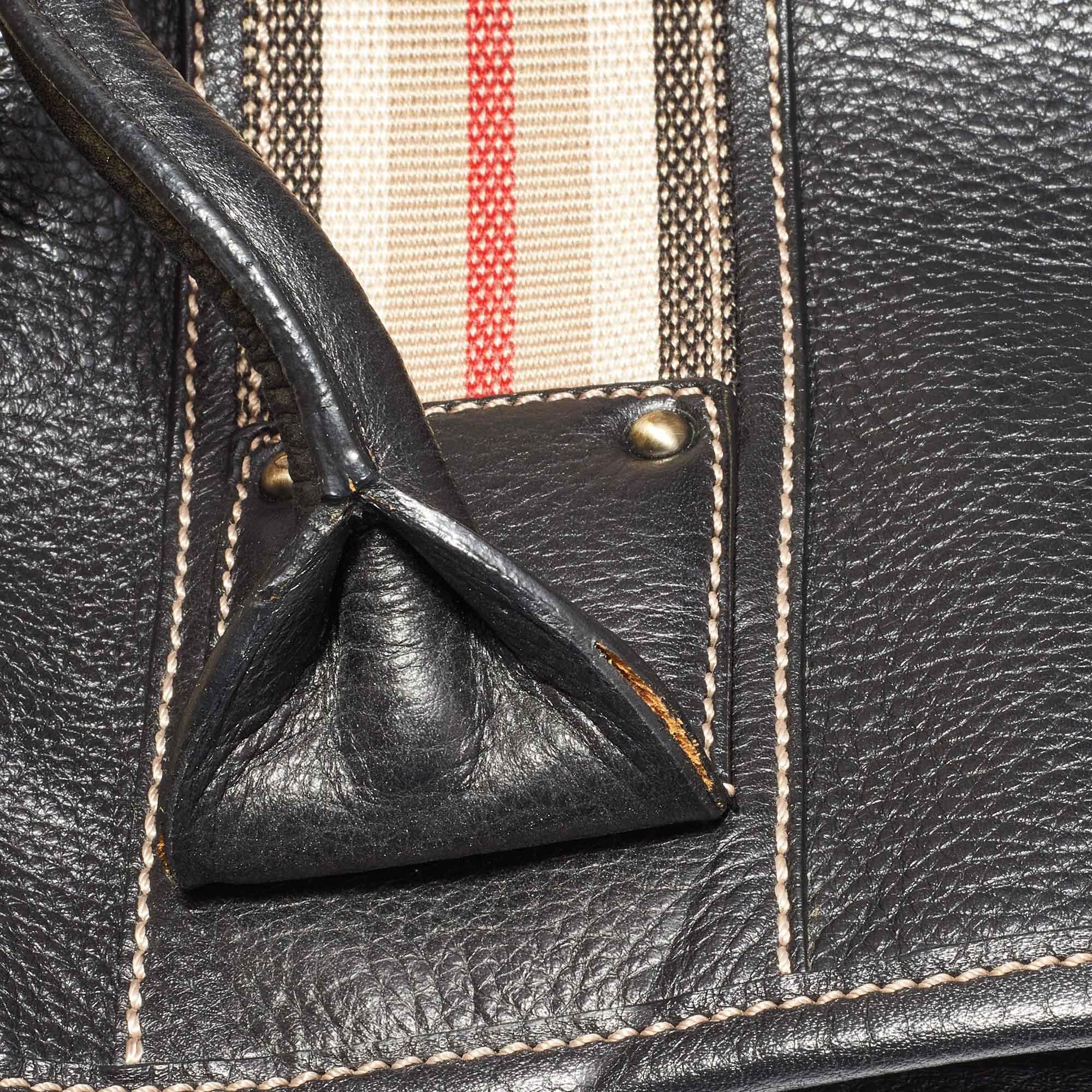 Burberry Black Leather Top Zip Tote 3