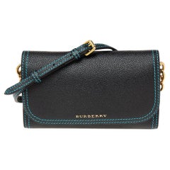 Burberry Black Leather Wallet on Chain