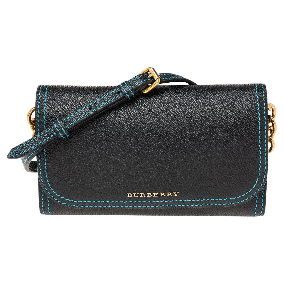 Burberry Black Leather Wallet on Chain