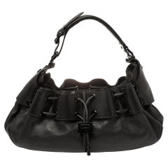 Burberry Black Leather Warrior Hobo