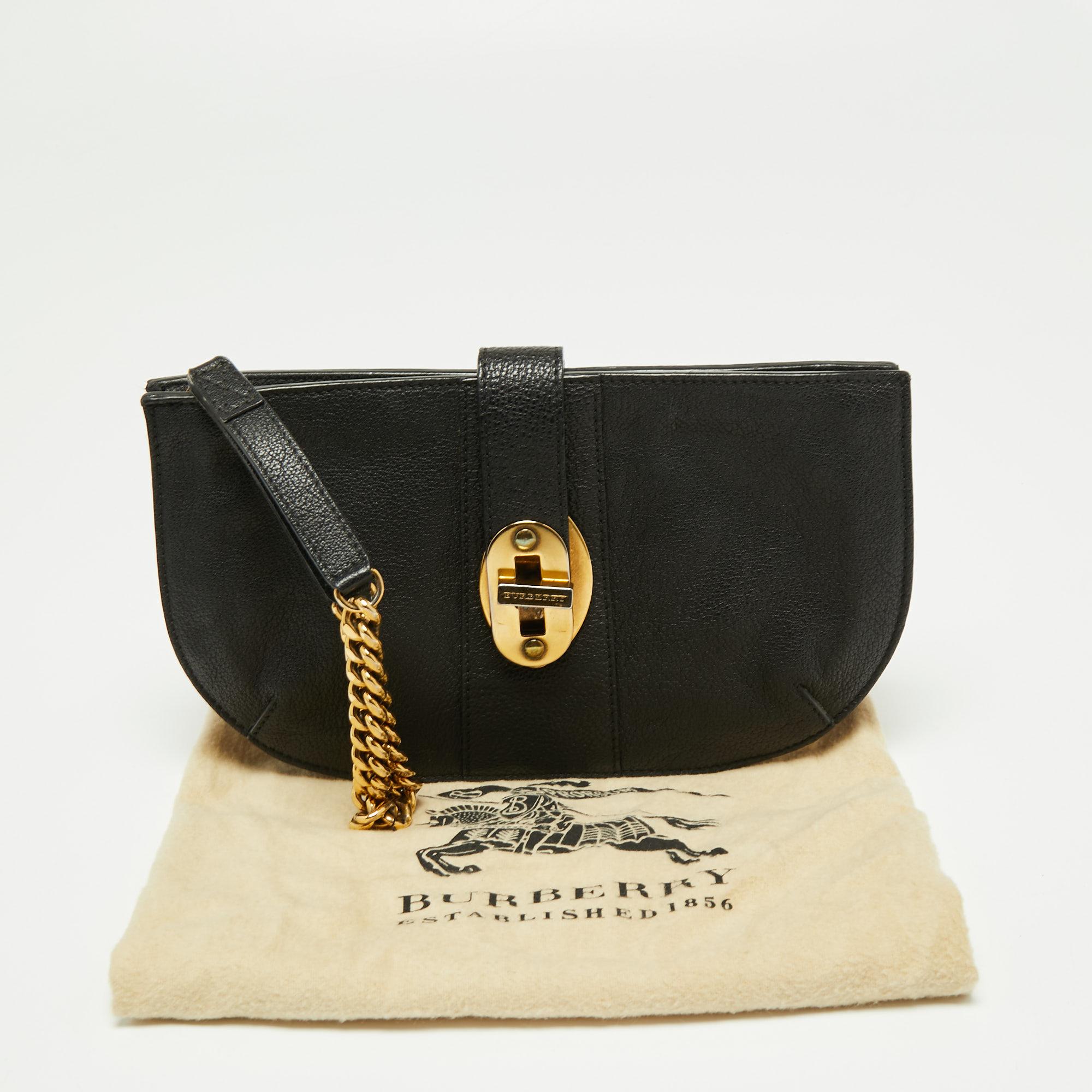 Burberry Black Leather Wristlet Clutch 4