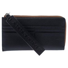 Burberry Black Leather Zip Around Wallet