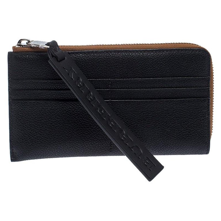 Burberry Black Leather Zip Around Wallet For Sale at 1stdibs