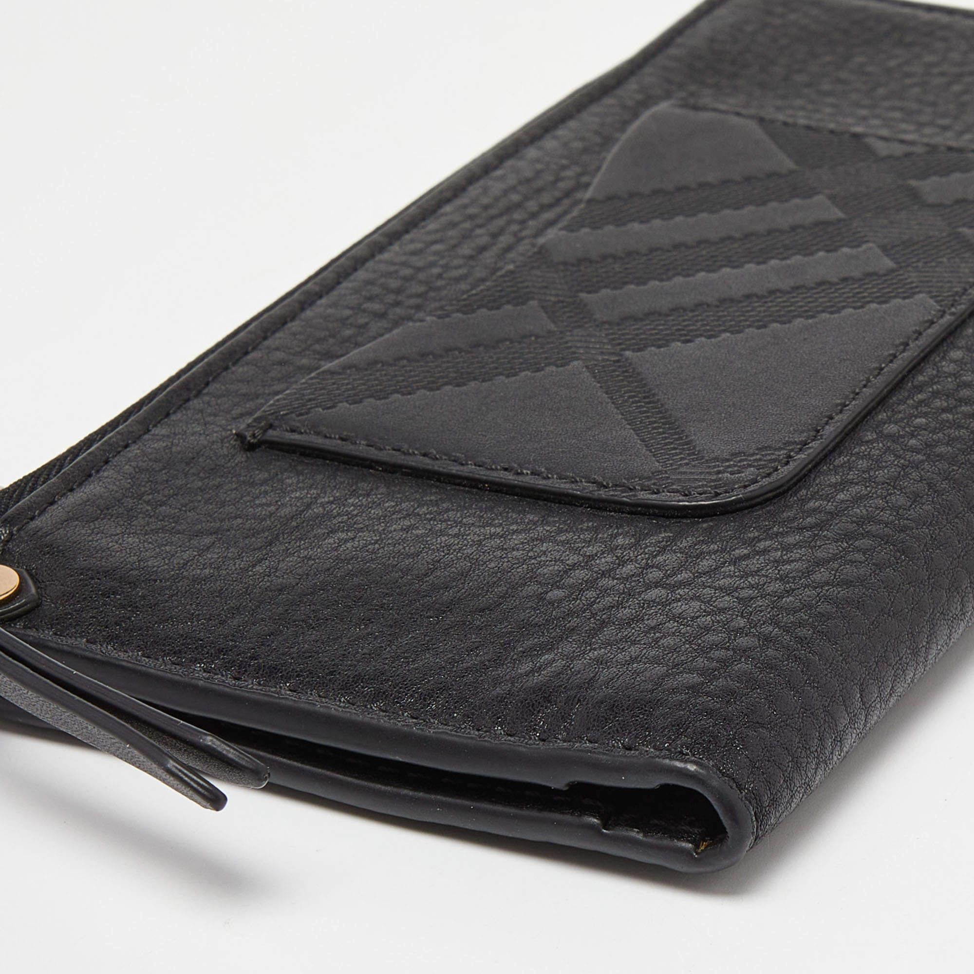 Burberry Black Leather Zip Bifold Wallet 6