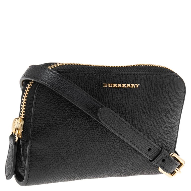 Burberry Black Leather Zip Crossbody Bag at 1stDibs