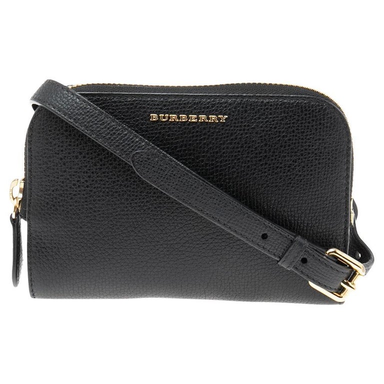Burberry Black Leather Zip Crossbody Bag at 1stDibs
