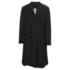 Burberry - Manteau à doublure en lin et soie noir, 2XL