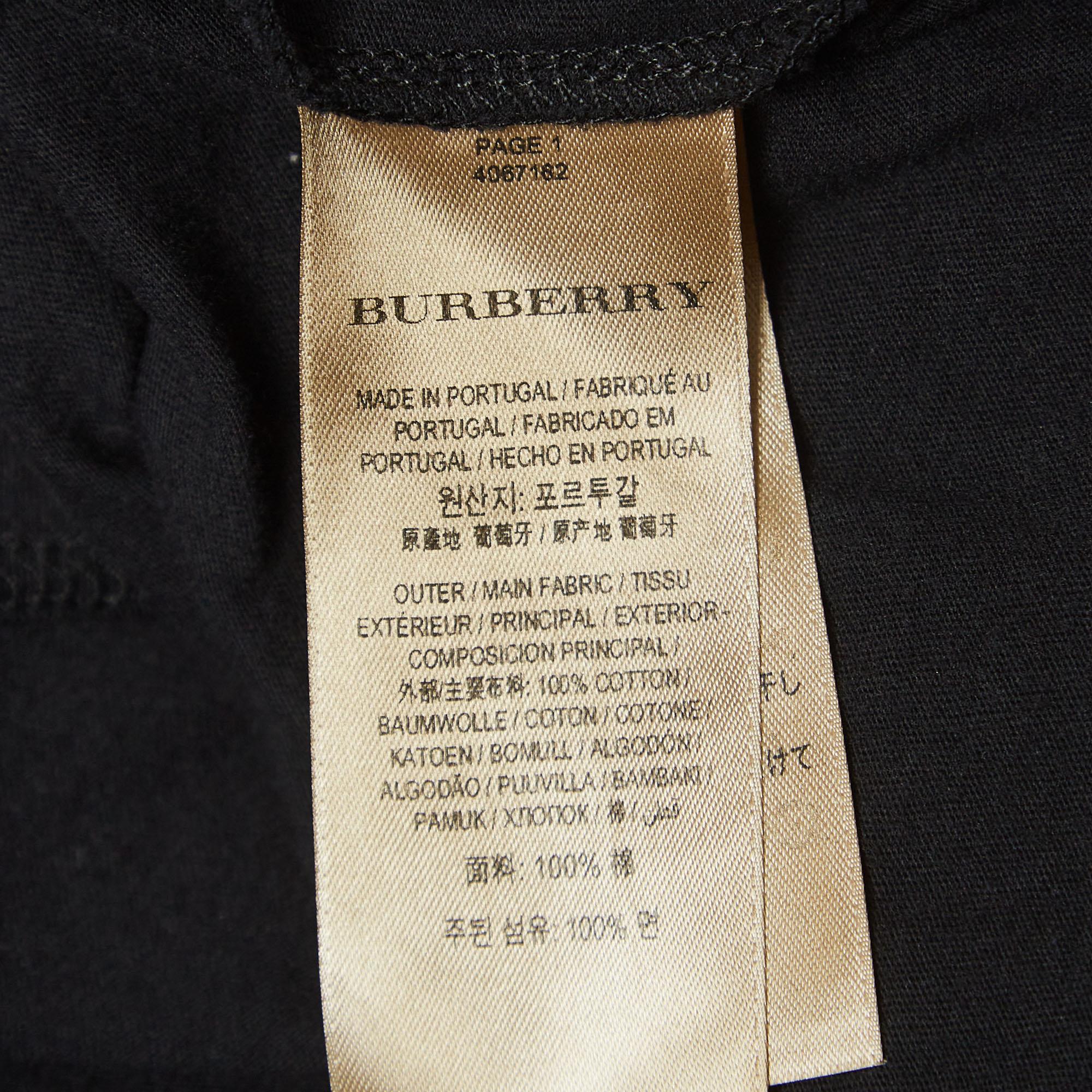 Burberry Black Logo Doddle Print Cotton Crew Neck T-Shirt M For Sale 1