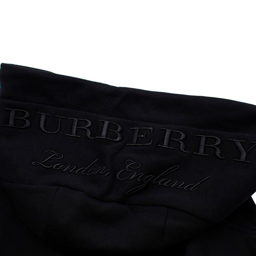 Men's Burberry Black Logo Embroidered Hoodie For Sale