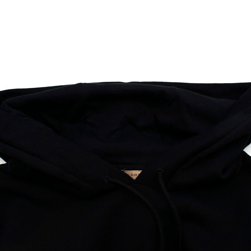 Burberry Black Logo Embroidered Hoodie For Sale 1