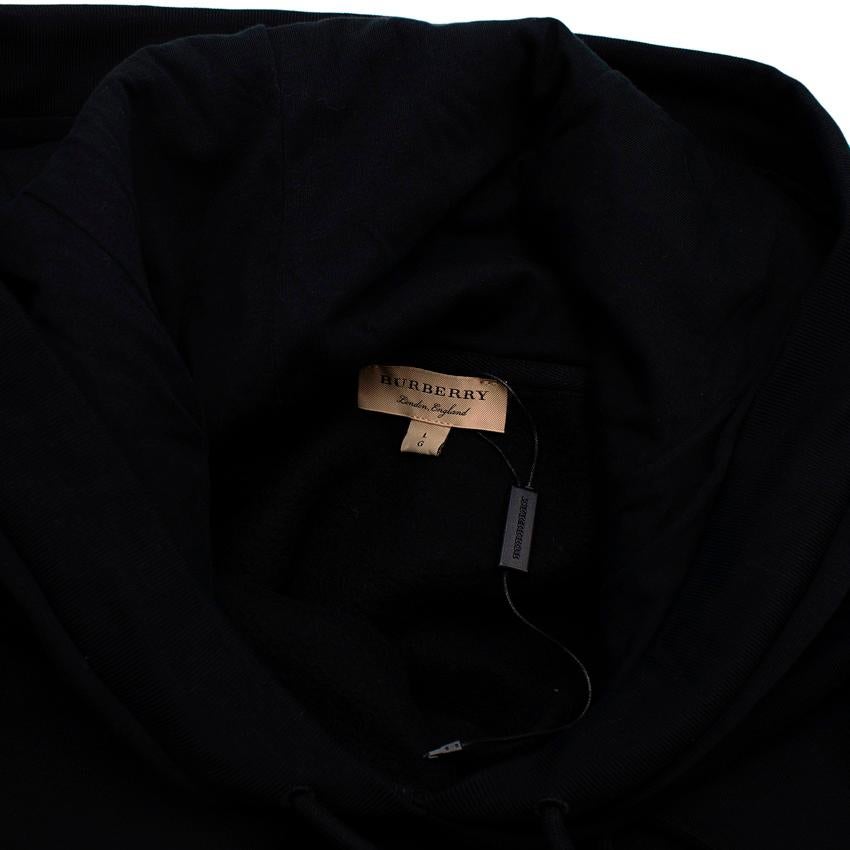 Burberry Black Logo Embroidered Hoodie For Sale 2
